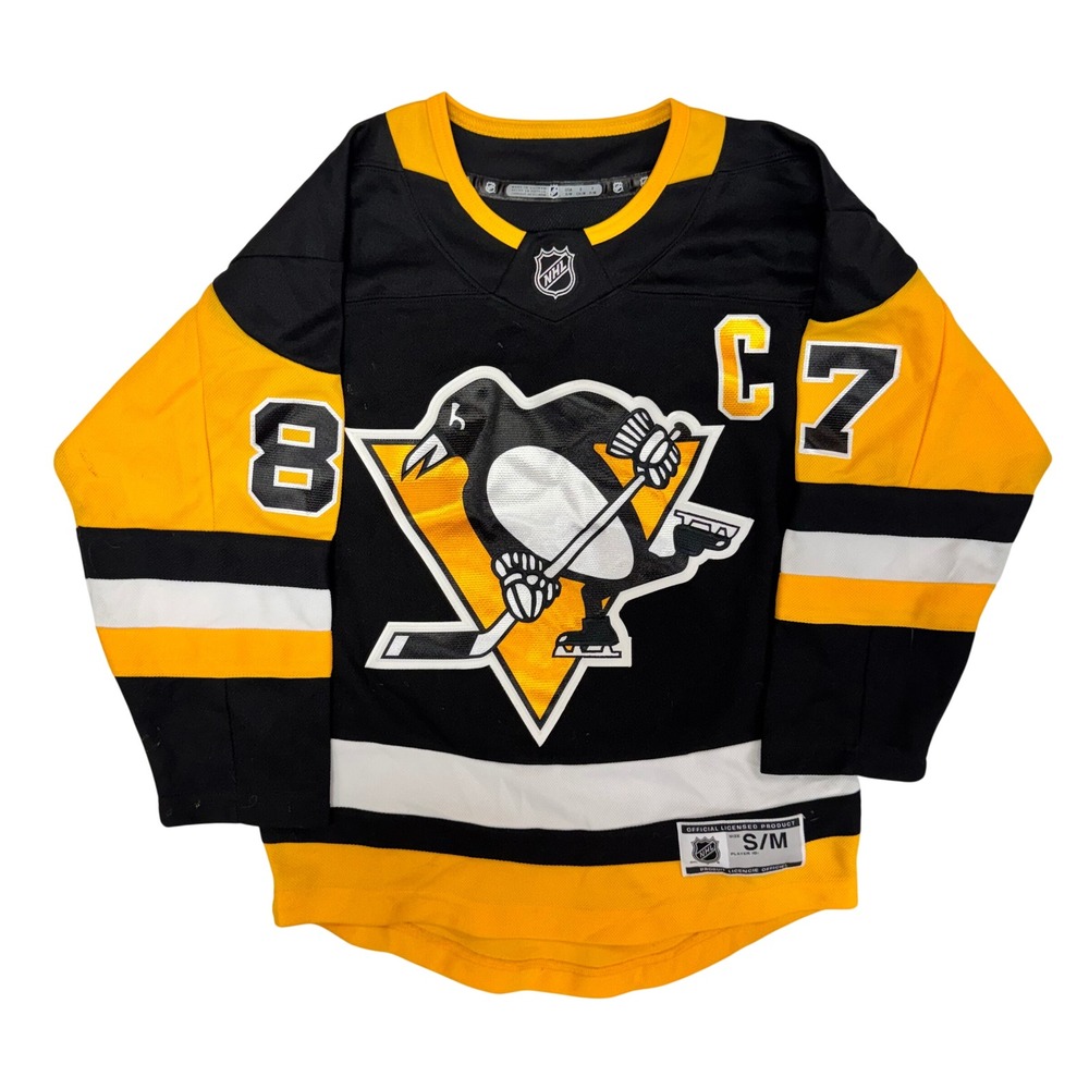 NHL Sidney Crosby Pittsburgh Penguins Youth Jersey Black Gold Stitched S/M